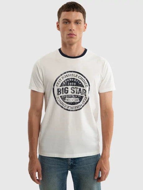 T-Shirt with Bold Vintage Print | White