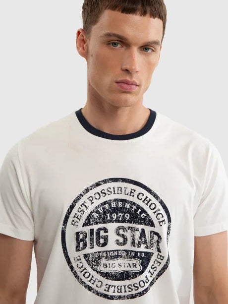 T-Shirt with Bold Vintage Print | White