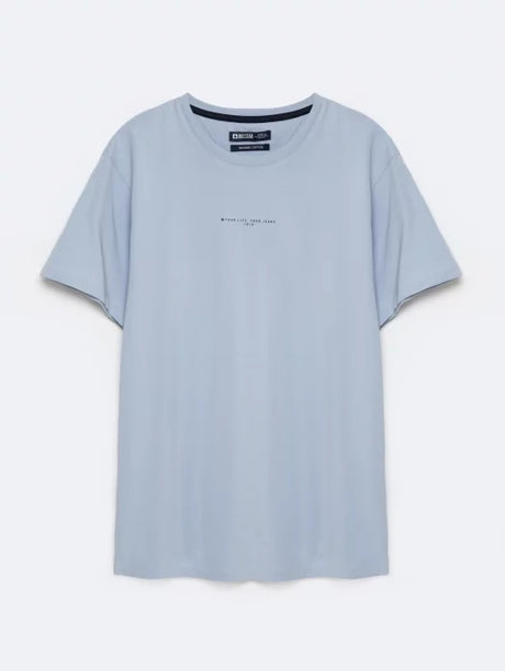 Round-Neck T-Shirt with Small Logo Detail | Light Blue