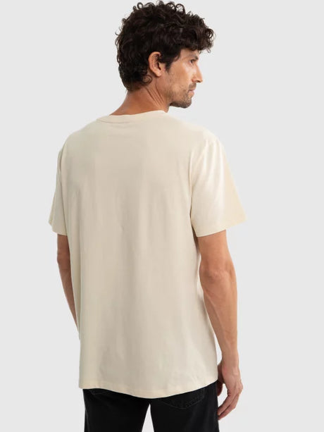 Casual T-Shirt with Minimalist Logo Patch | Beige