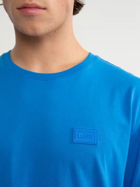 Casual T-Shirt with Minimalist Logo Patch | Blue