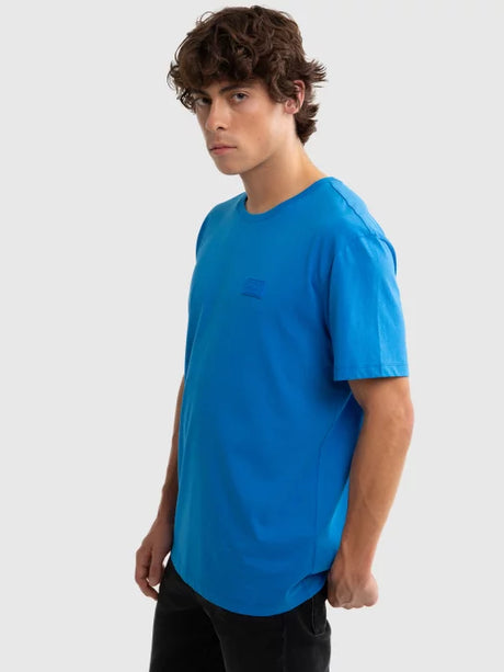 Casual T-Shirt with Minimalist Logo Patch | Blue