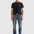 T-Shirt with Contrast Stitching and Retro Logo | Black