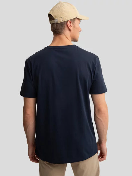 Casual T-Shirt with Minimalist Logo Patch | Navy