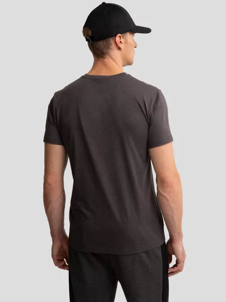 T-Shirt with Horizontal Stripe and Subtle Logo Patch | Dark Grey