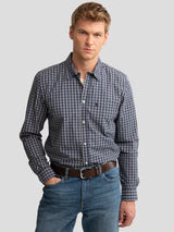 Classic Checkered Long-Sleeve Shirt | Navy - Beige Checks