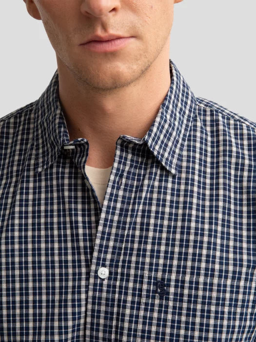 Classic Checkered Long-Sleeve Shirt | Navy - Beige Checks