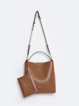 Leather Tote with Pouch | Brown