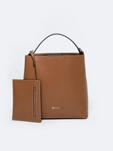 Leather Tote with Pouch | Brown