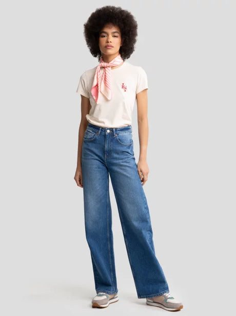T-Shirt with embroidery | Cream