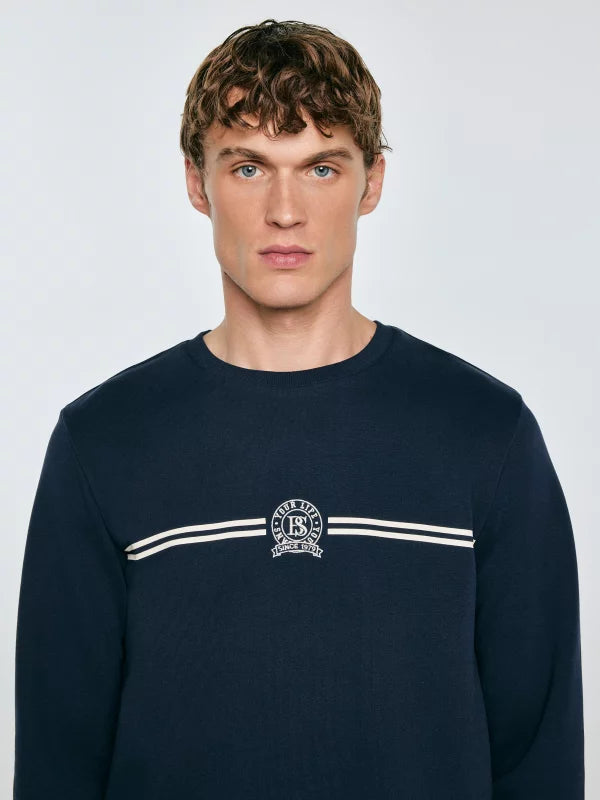 Sweatshirt with Embroidery | Navy Blue