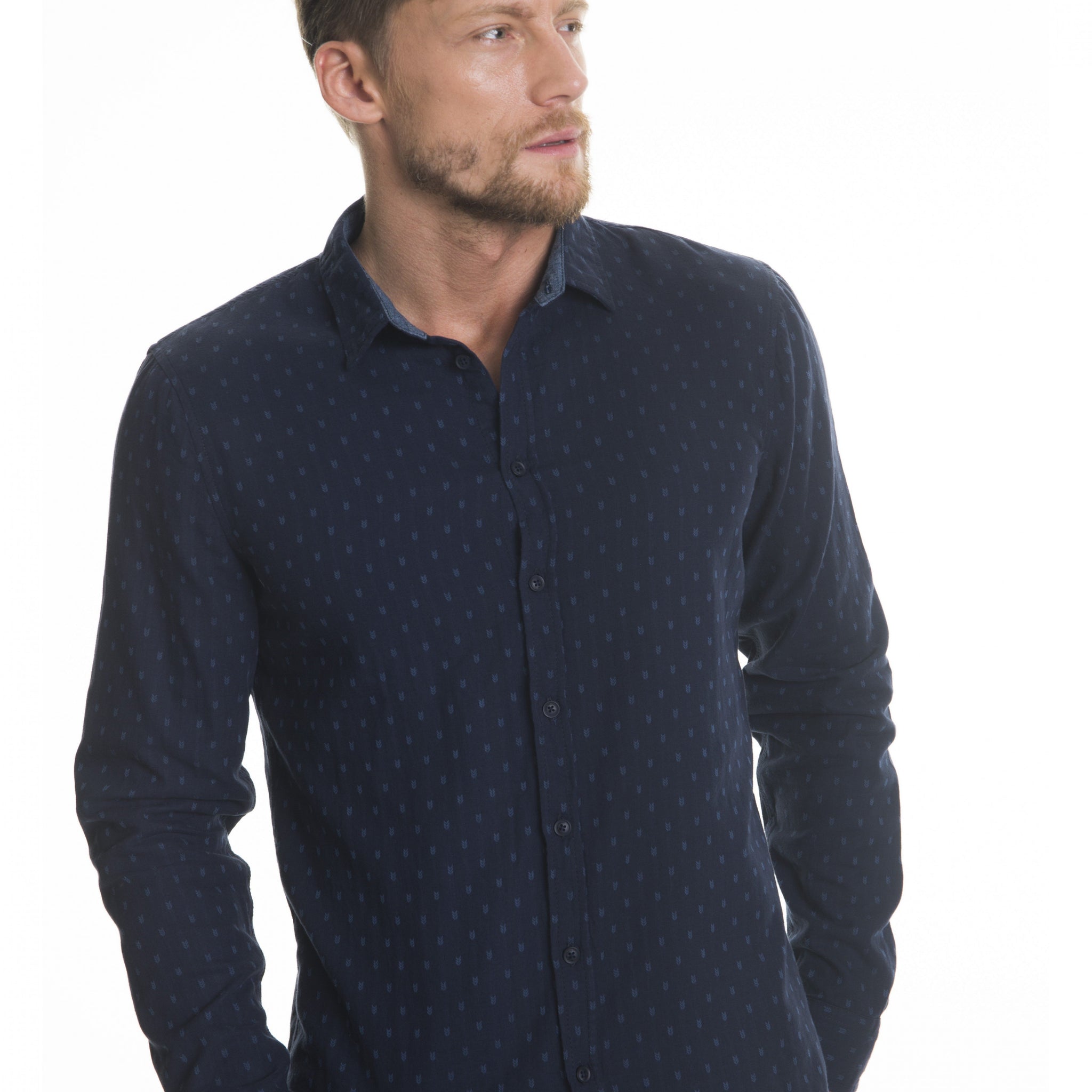Shirt Long Sleeve with Pattern | Navy