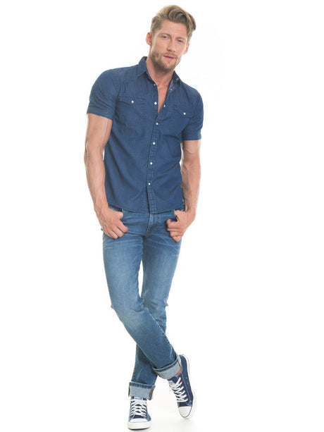 Shirt Short Sleeve Denim | Navy Blue