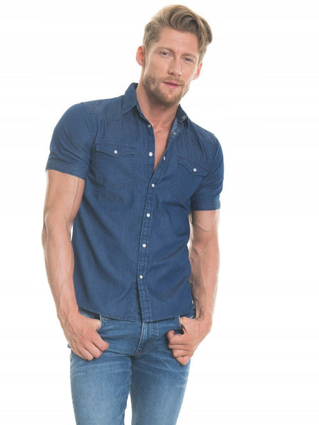 Shirt Short Sleeve Denim | Navy Blue