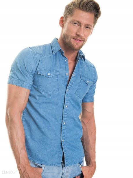 Shirt Short Sleeve Denim | Light Blue