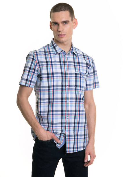 Shirt Short Sleeve with Checks | Blue