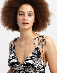 Tropical Crop Top | Black-Off White