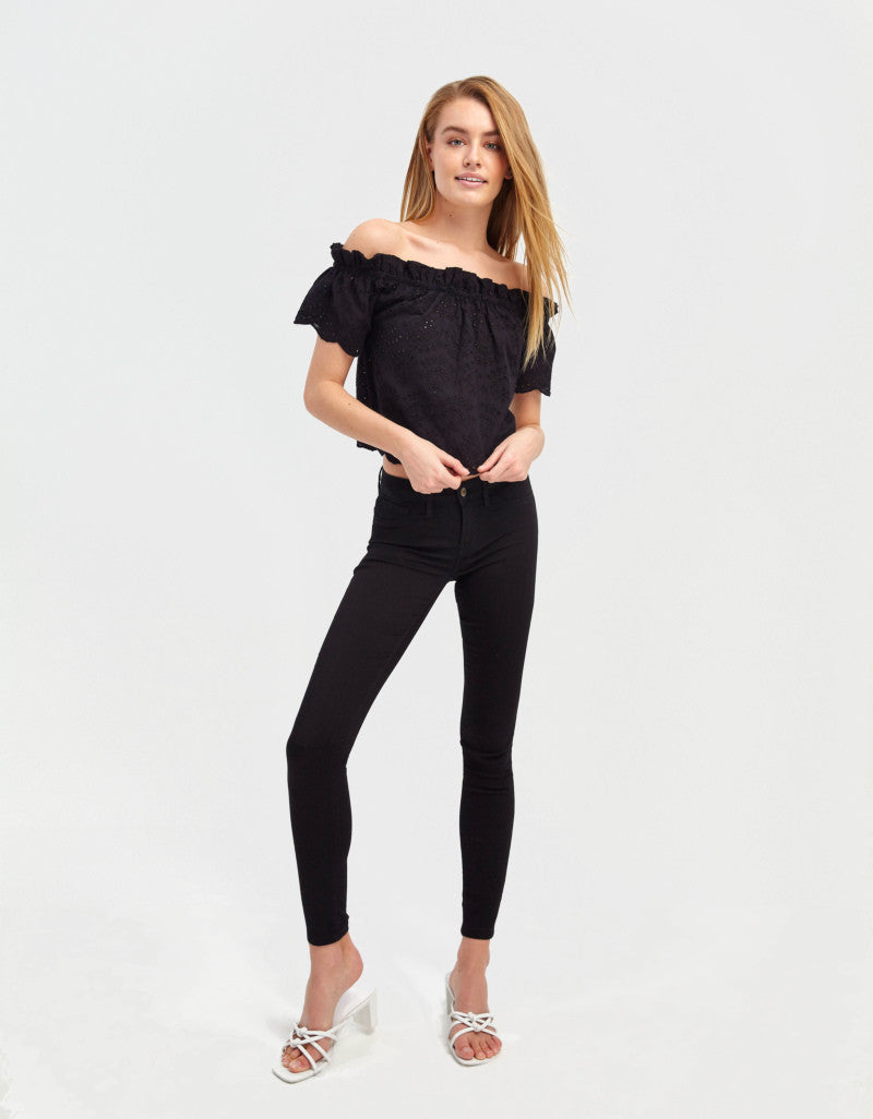 English Embroidery Top | Black