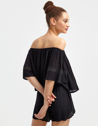 Ruffled Striped Top | Black