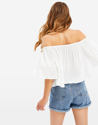 Ruffled Striped Top | Off White