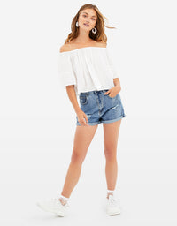Ruffled Striped Top | Off White