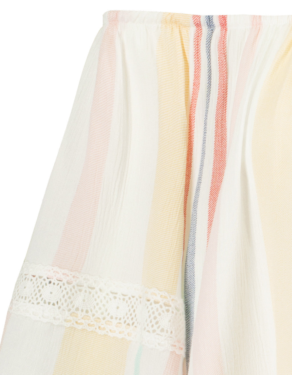 Ruffled Striped Top | White-Multi Color
