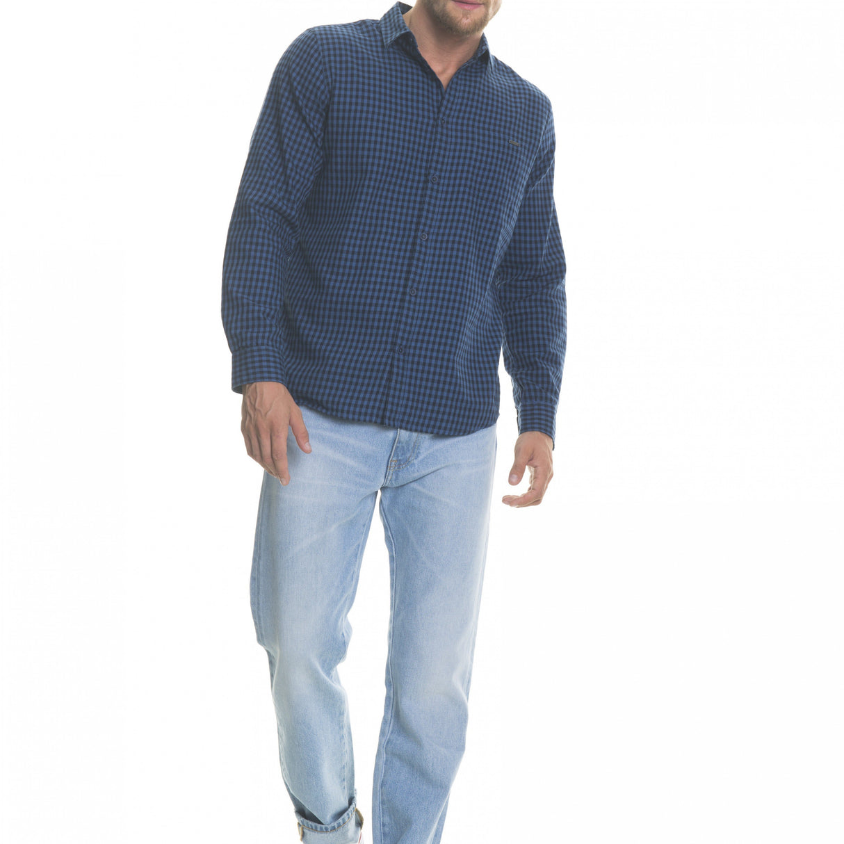 Shirt Long Sleeve with Checks | Navy Blue