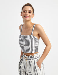 Crop Top | Off White-Black