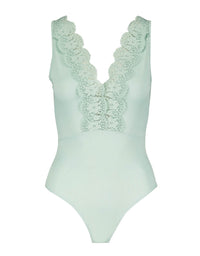 Bodysuit with Crochet Detail | pale mint