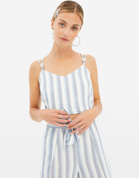 Striped Crop Top | White-Multi Color