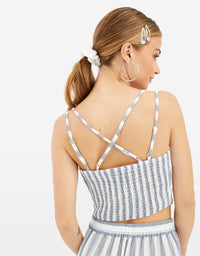 Striped Crop Top | White-Multi Color