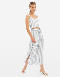 Striped Crop Top | White-Multi Color