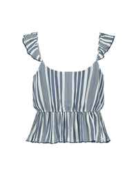 Striped Top with Ruffles | Nuit-Off White