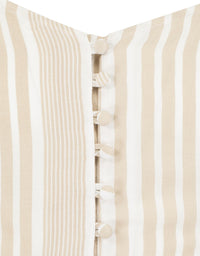 Button Front Crop Top | Indian Tan2-Off Whit