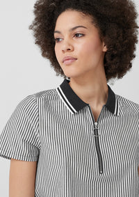 Top with Zip Detail | Black and White Stripes