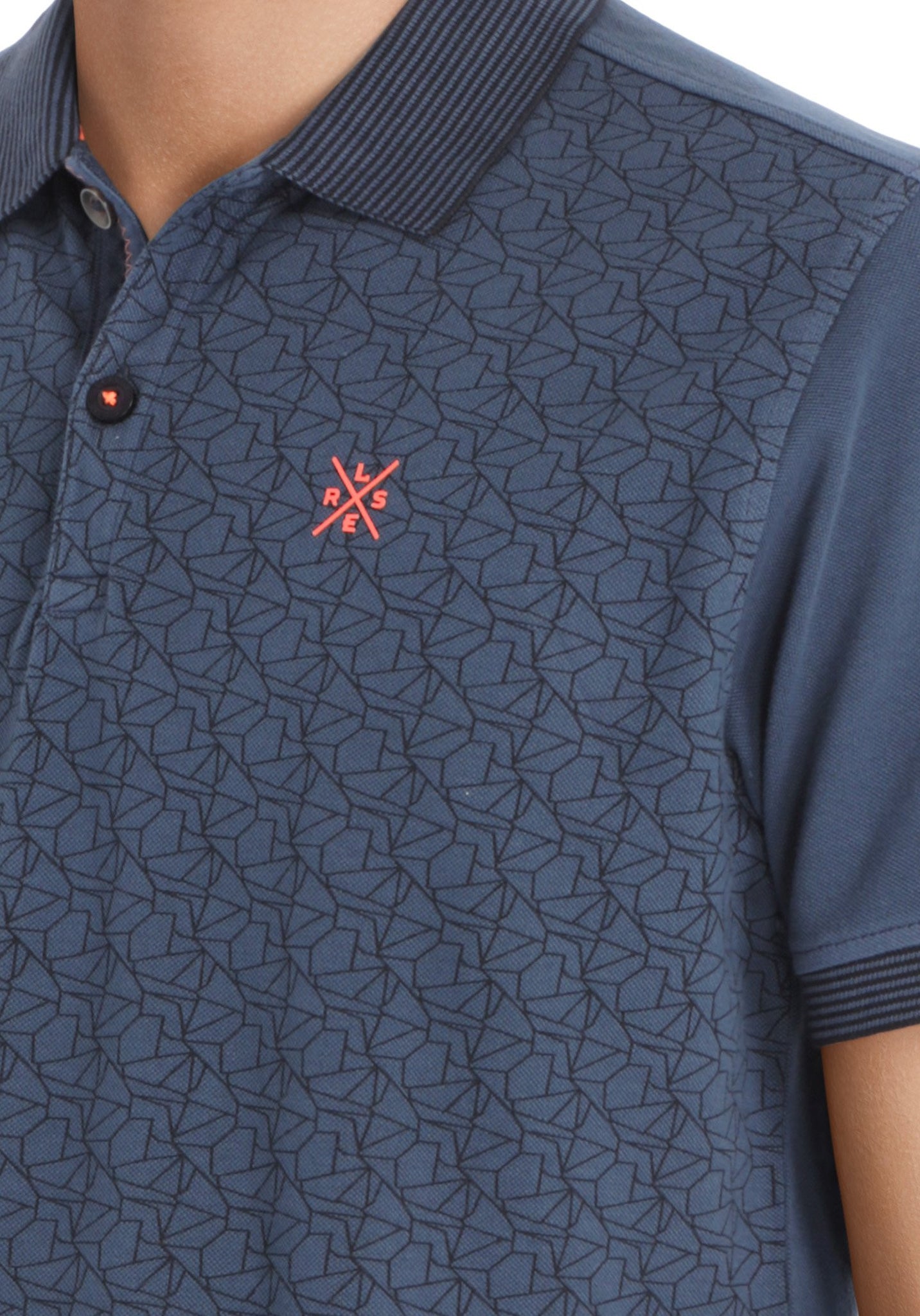 Polo with Pattern Print | Vintage Blue