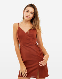 V Neck Strappy Dress | Copper Brown