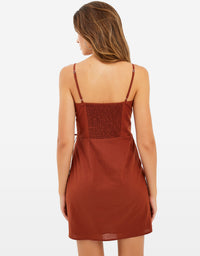 V Neck Strappy Dress | Copper Brown