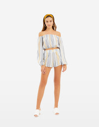 Crop Top | White-Multi Color
