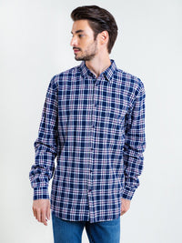 Shirt with Checks | Navy Blue