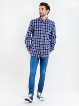 Shirt with Checks | Navy Blue