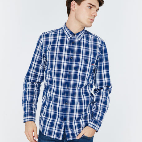 Shirt with Checks | Navy Blue