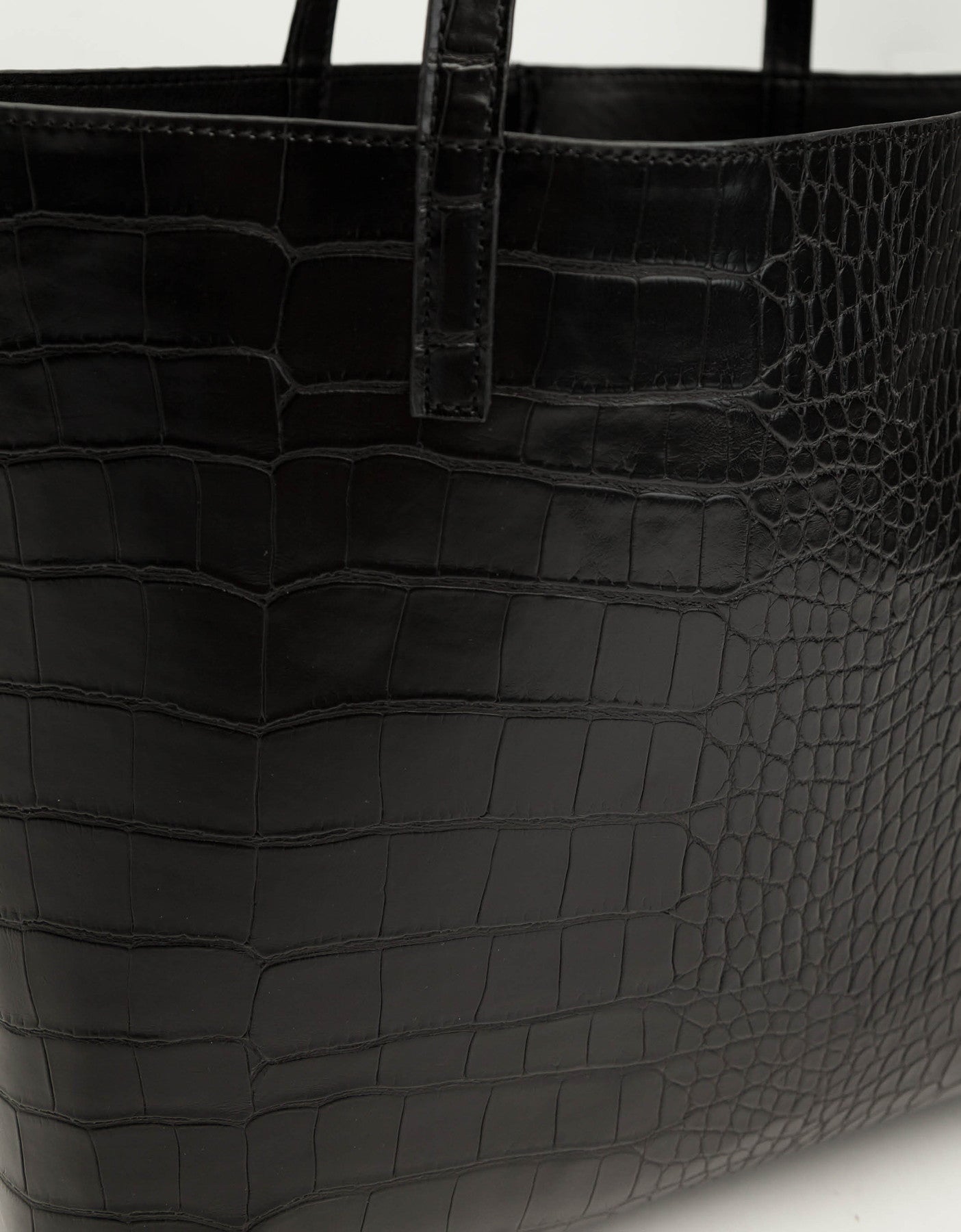 Croc Print Shopper Bag | Black