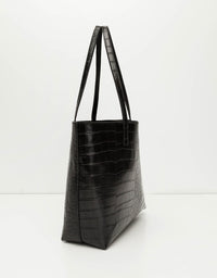 Croc Print Shopper Bag | Black