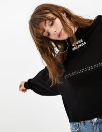 Sweatshirt with Slogan | Black