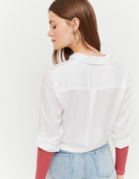 Front Crop Shirt | White