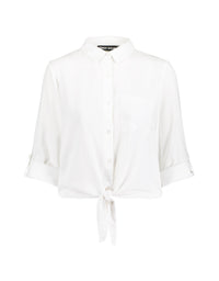 Front Crop Shirt | White
