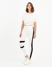 Side Stripe Leggings | White