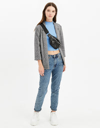 Open Front Blazer | Black-White