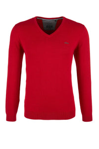 Basic V-Neck Sweater | Bright Red